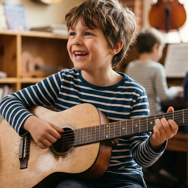 Teen guitar student