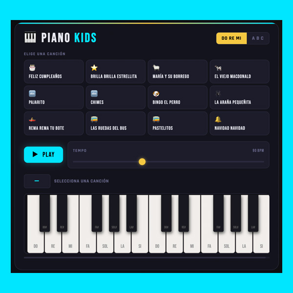 Piano Game with 12 songs