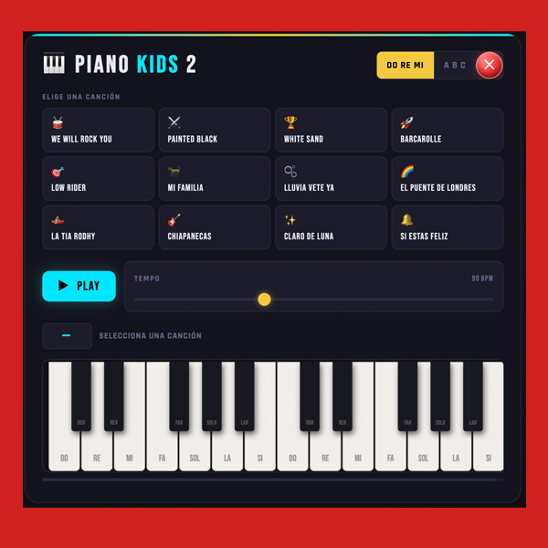 Piano Game with 12 songs