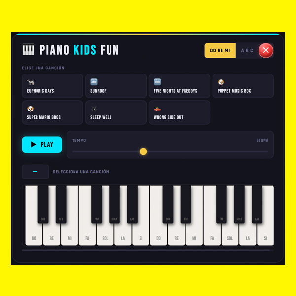 Piano Game with 12 songs