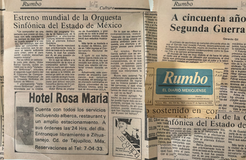 Recorte del periódico Rumbo sobre Víctor M. Barba