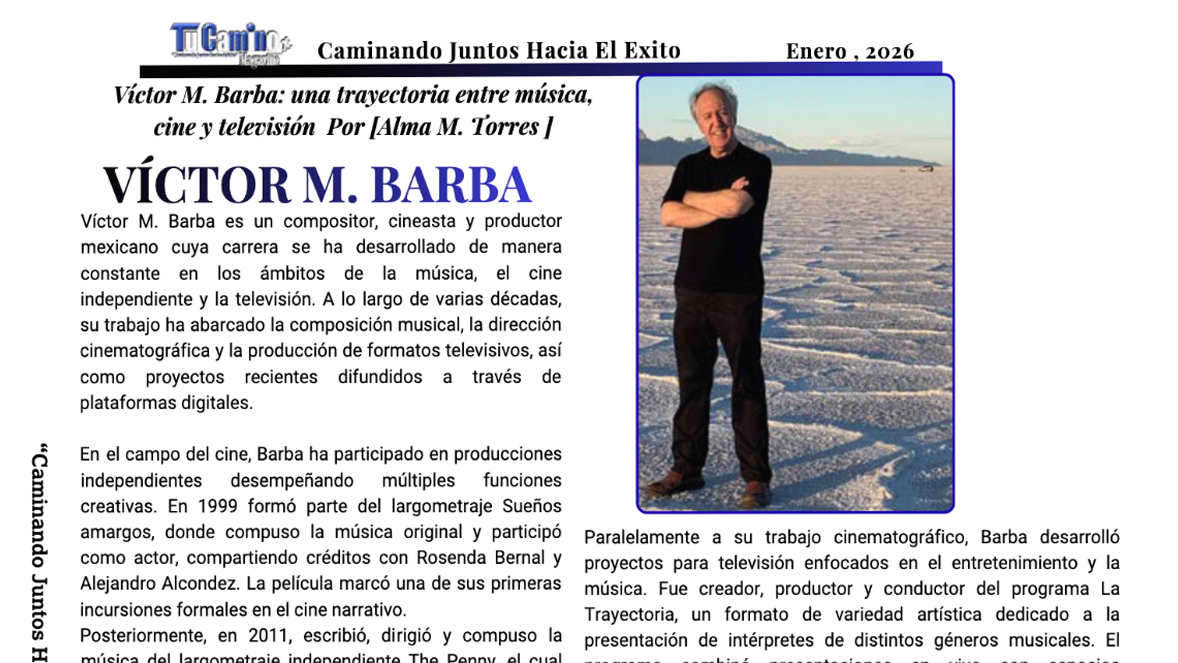Recorte de la pagina de la entrevista de Tu Camino Magazine a Víctor M. Barba