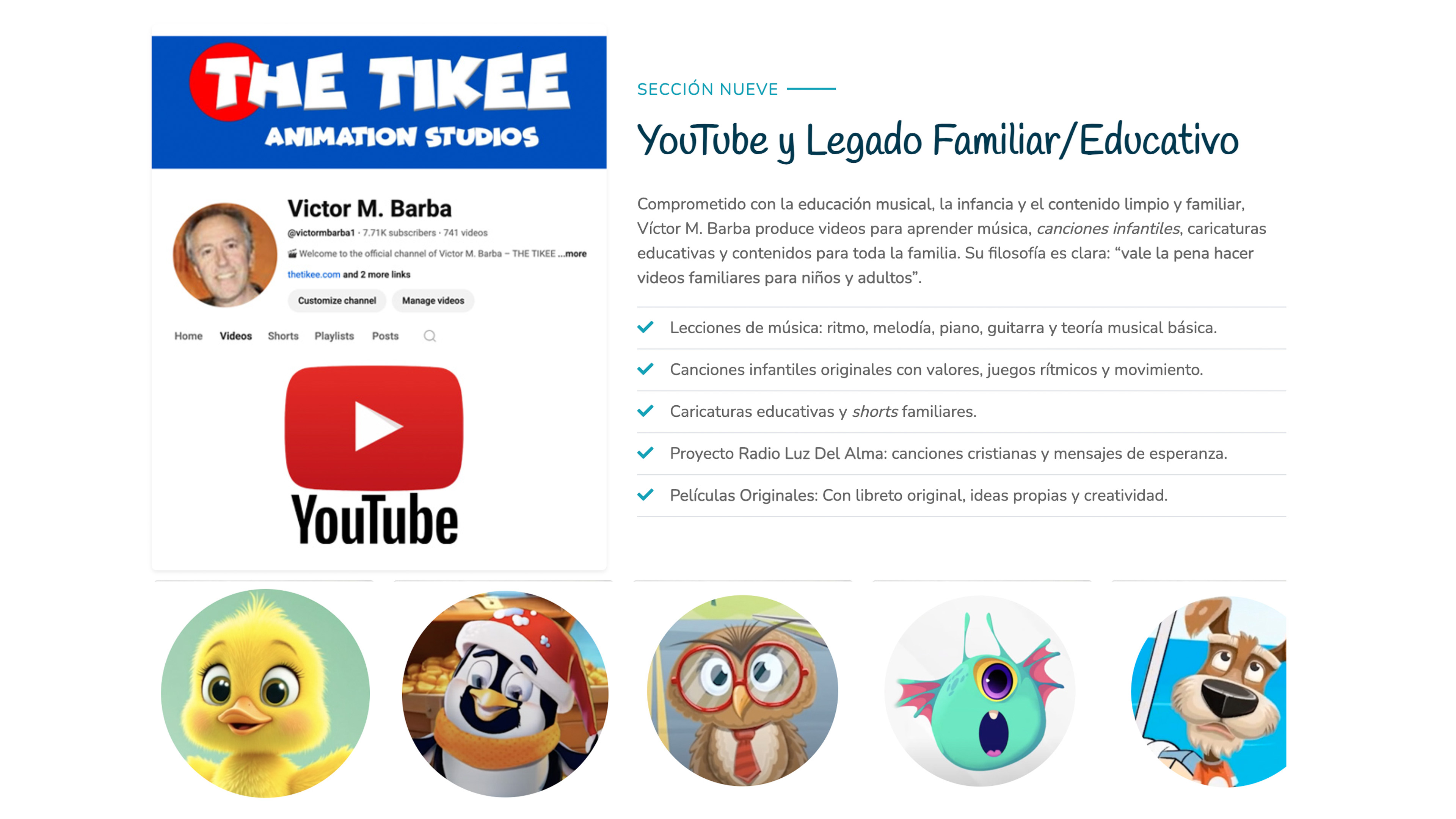 Algunos de los personajes de Victor M. Barba creados para YouTube